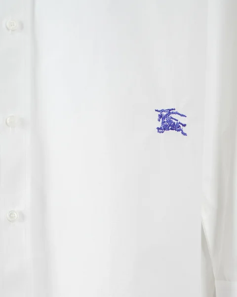Relaxed Fit Cotton Shirt in White — снимка 3