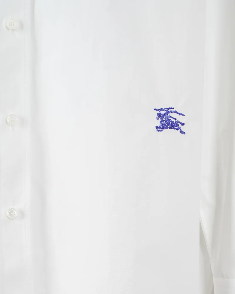 Relaxed Fit Cotton Shirt in White — снимка 3
