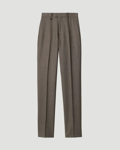 Sharkskin Wool Tailored Trousers