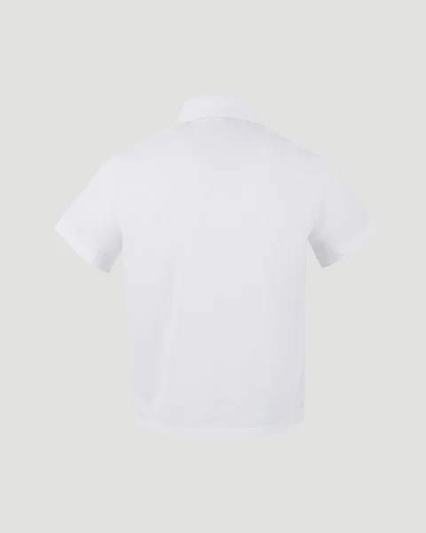 Monogram Polo Shirt in White Cotton Piqué — снимка 3