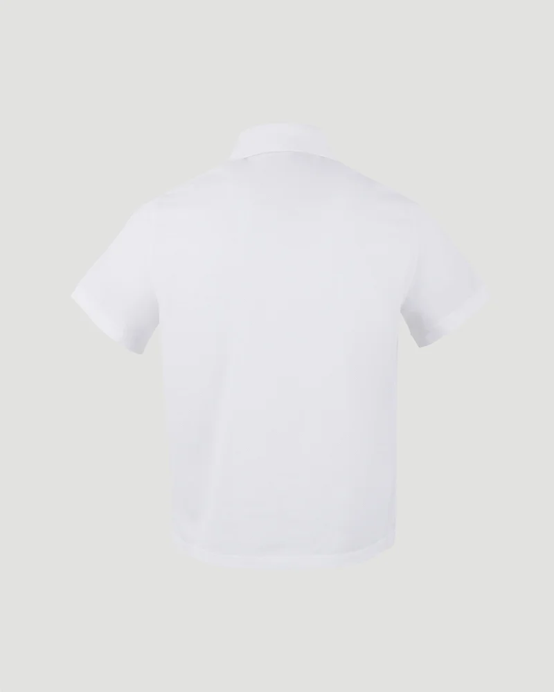 Monogram Polo Shirt in White Cotton Piqué — снимка 3