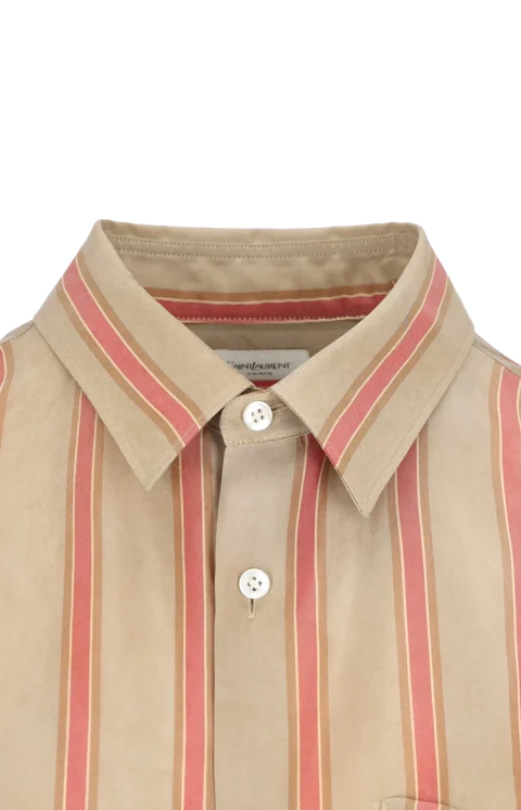 Striped Short-Sleeve Cotton Shirt — снимка 3