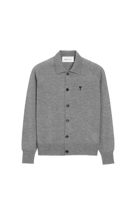 Cardigan in Grey Merino Wool Knit
