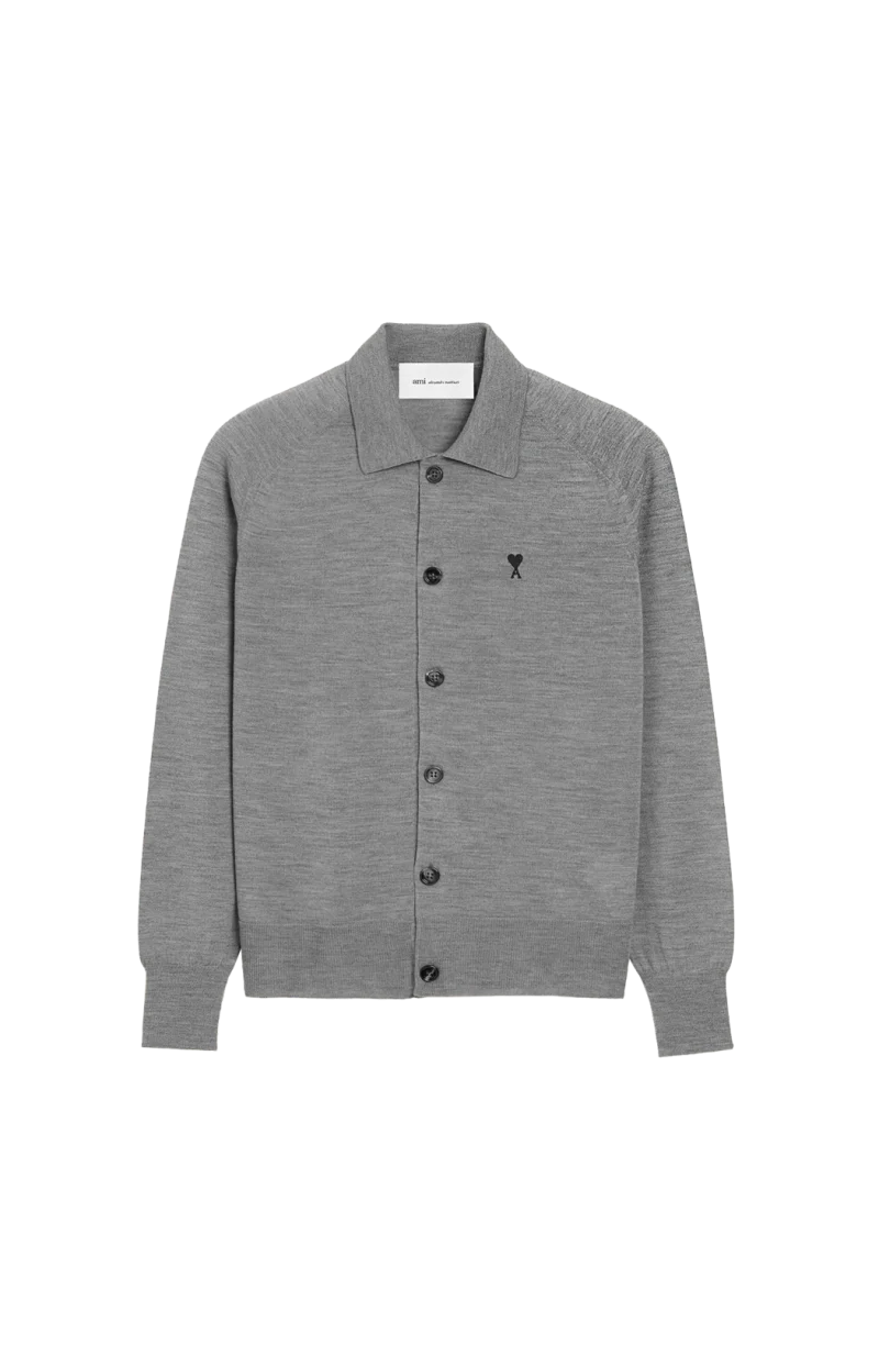 Cardigan in Grey Merino Wool Knit