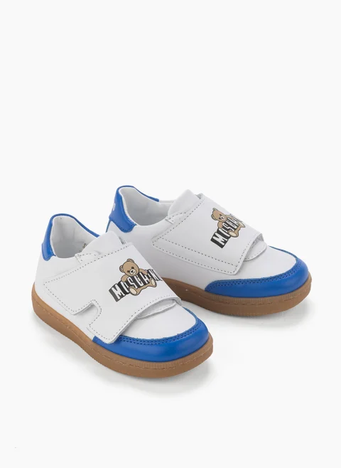 Кожени кецове с контрастни детайли Moschino Kids — снимка 2