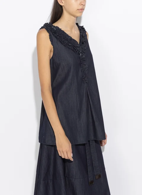 Топ от деним с рюш детайли 'S Max Mara Stmpiuma — снимка 5