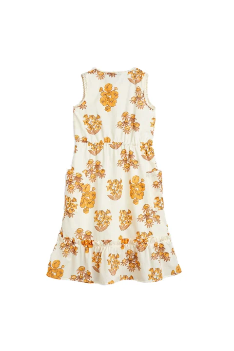 Детски Рокли Flowers Woven Flounce Dress 2225010213 beige