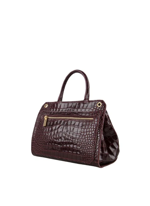 Кожена чанта 'Croc-effect' Visona Ornella — снимка 3