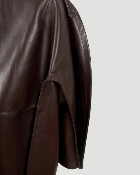 Leather Cocoon Coat — снимка 4