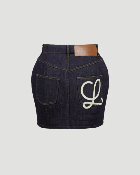 Curved Mini Skirt in Denim — снимка 2