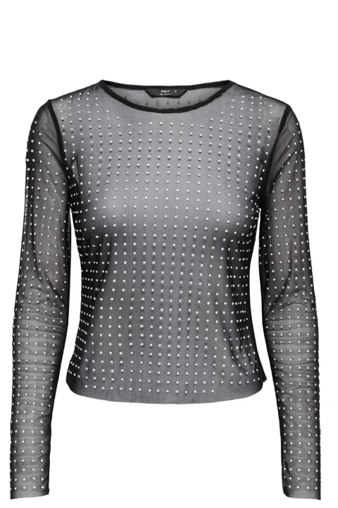 Top Onlhilen Ls Rhinestone Mesh 15358317 C-N10 black/rhinestones