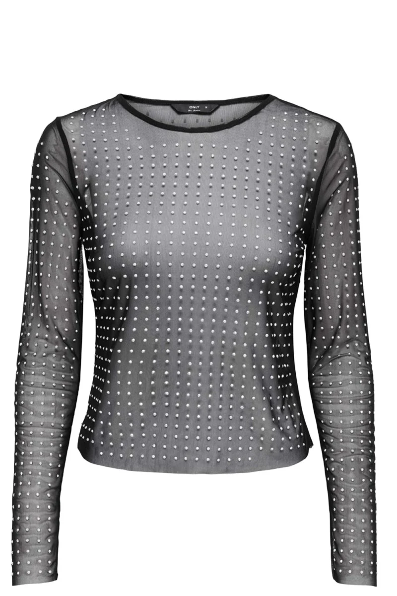 Top Onlhilen Ls Rhinestone Mesh 15358317 C-N10 black/rhinestones