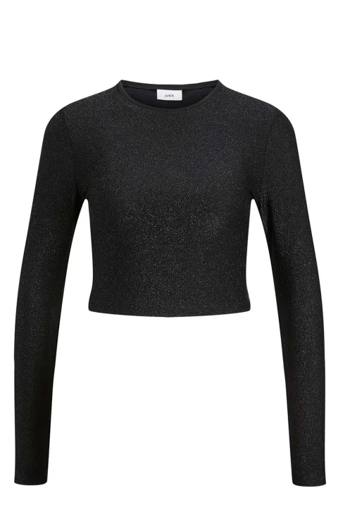 Top Jxfeline Ls Rib Glitter Tee 12221904 C-N10 Black