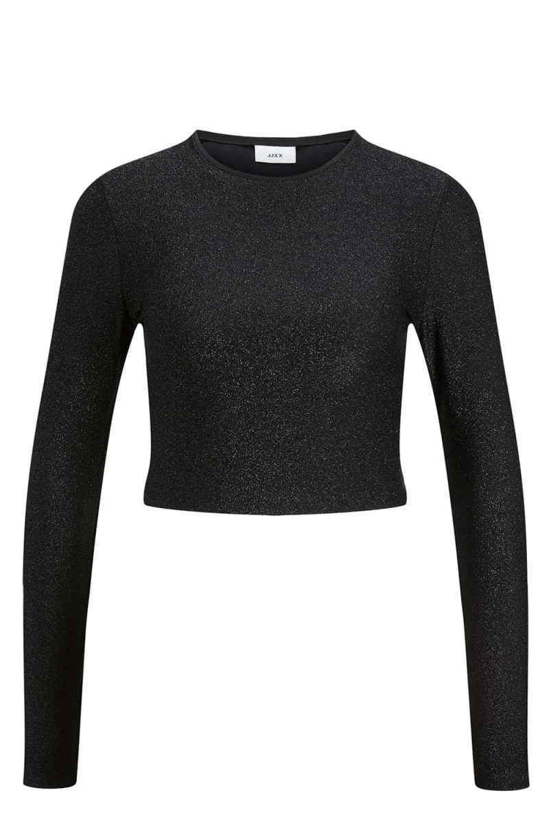 Top Jxfeline Ls Rib Glitter Tee 12221904 C-N10 Black