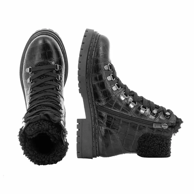 Дамски Кубинки CARLO FABIANI – 108521 BLACK KROKO — снимка 5