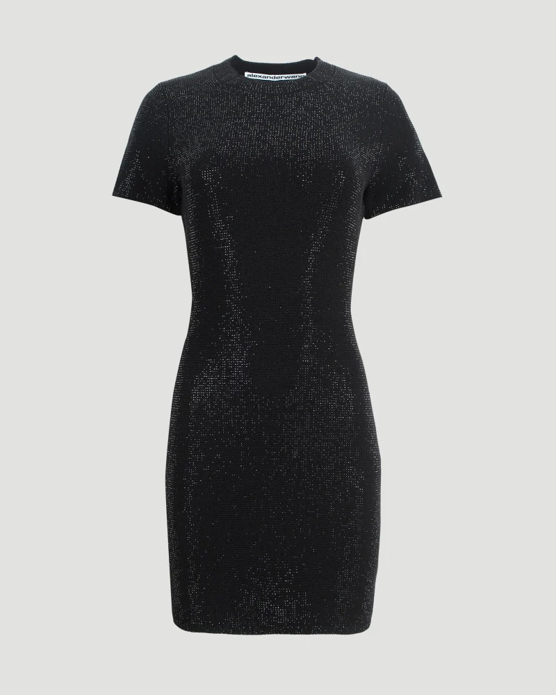 Crystal Hotfix Minidress in Black