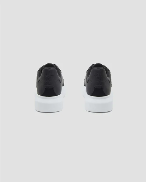 Women's Oversized Sneakers in Black with Black Leather Heel — снимка 3