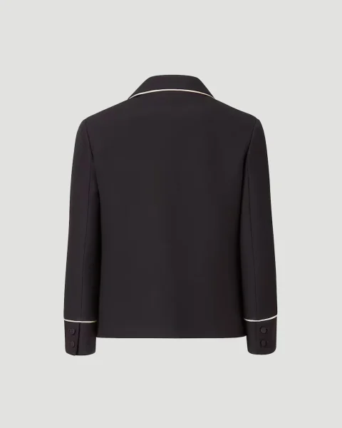 Black Silk and Wool Jacket — снимка 2