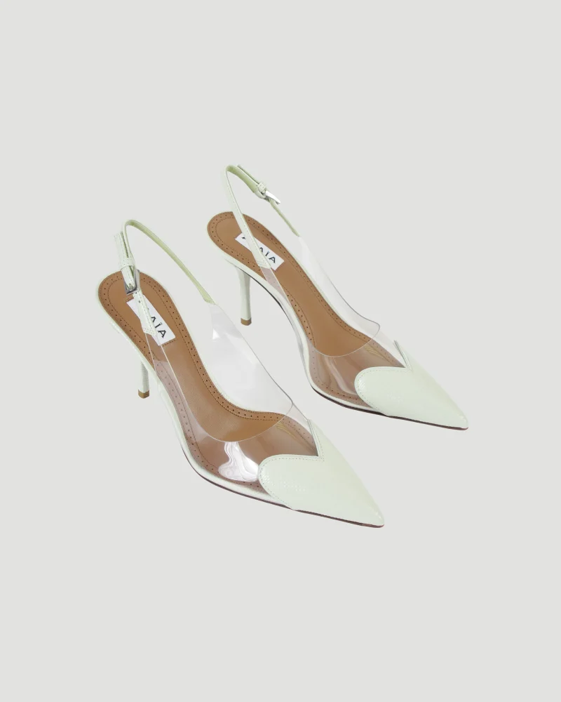 Le Coeur Slingbacks in Green Patent Leather — снимка 2