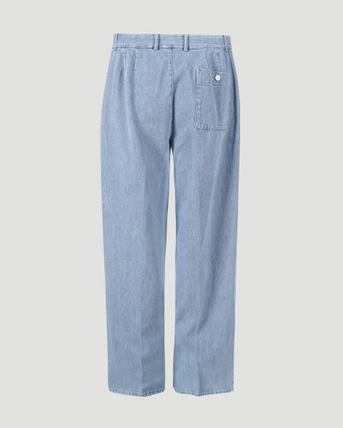 Oversized Pleated Trousers in Medium Blue — снимка 2