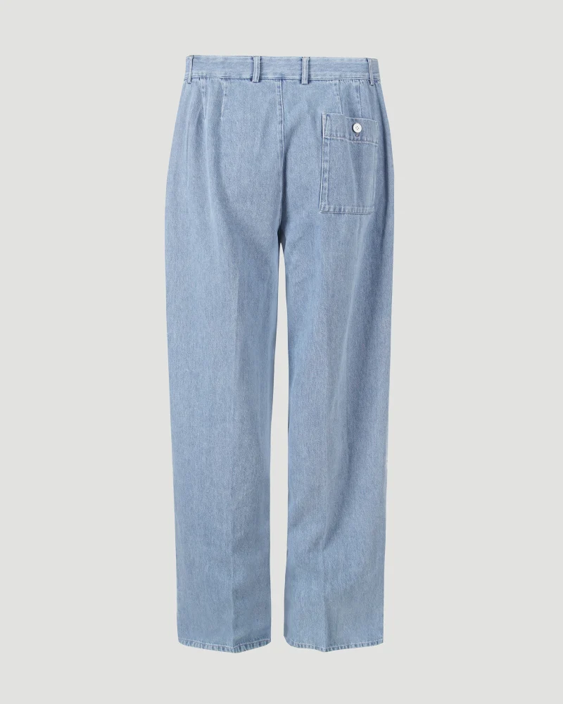 Oversized Pleated Trousers in Medium Blue — снимка 2