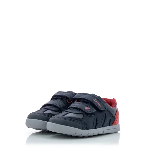 Сникърс Момчета CLARKS – 26161440 Rex Play T Navy/Red Lea — снимка 2