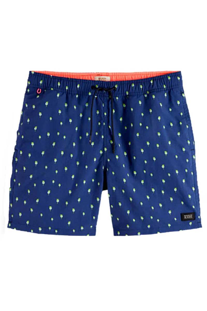 Бански Mid Length - Mini Printed Swimshort 172415 SC5828 navy palmdots aop