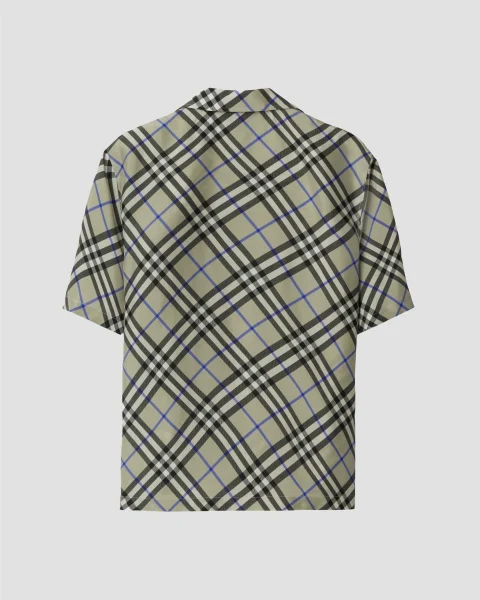 Oversized Check Silk Shirt in Lichen — снимка 2