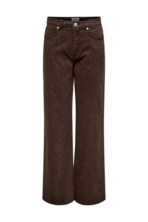 Jeans Onlmadison Hw Wide Animal Pnt 15355777 19-1419 TCX chicory coffee