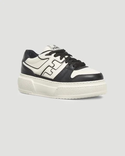 Fendi Match Black Leather Platform Low-Tops — снимка 2