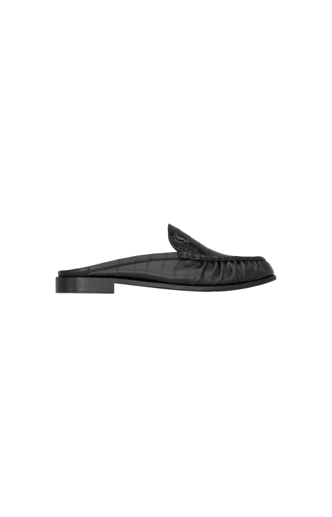 Le Loafer Mules in Black Eel