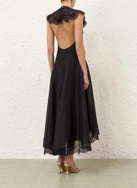 Миди рокля от лен и коприна 'Ascent Flutter Gown' Zimmermann — снимка 3