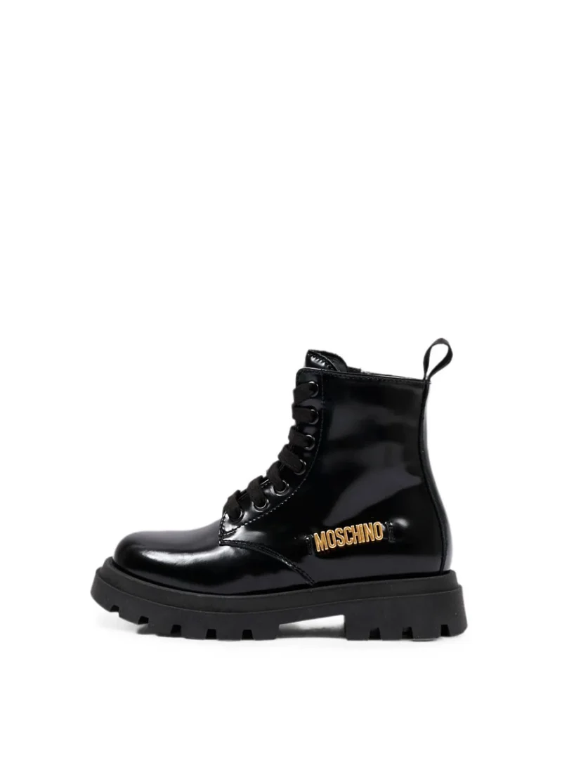 Кожени боти с лого Moschino Kids