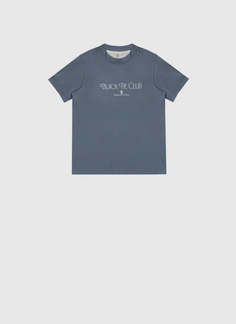 Тишърт с принт 'Black Tie Club' Brunello Cucinelli Kids 4-6