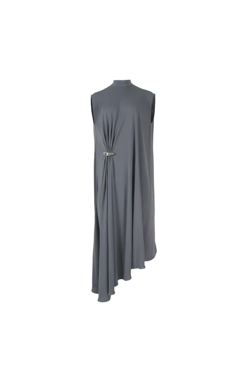 Crepe Viscose Jersey Dress in Harbor Grey