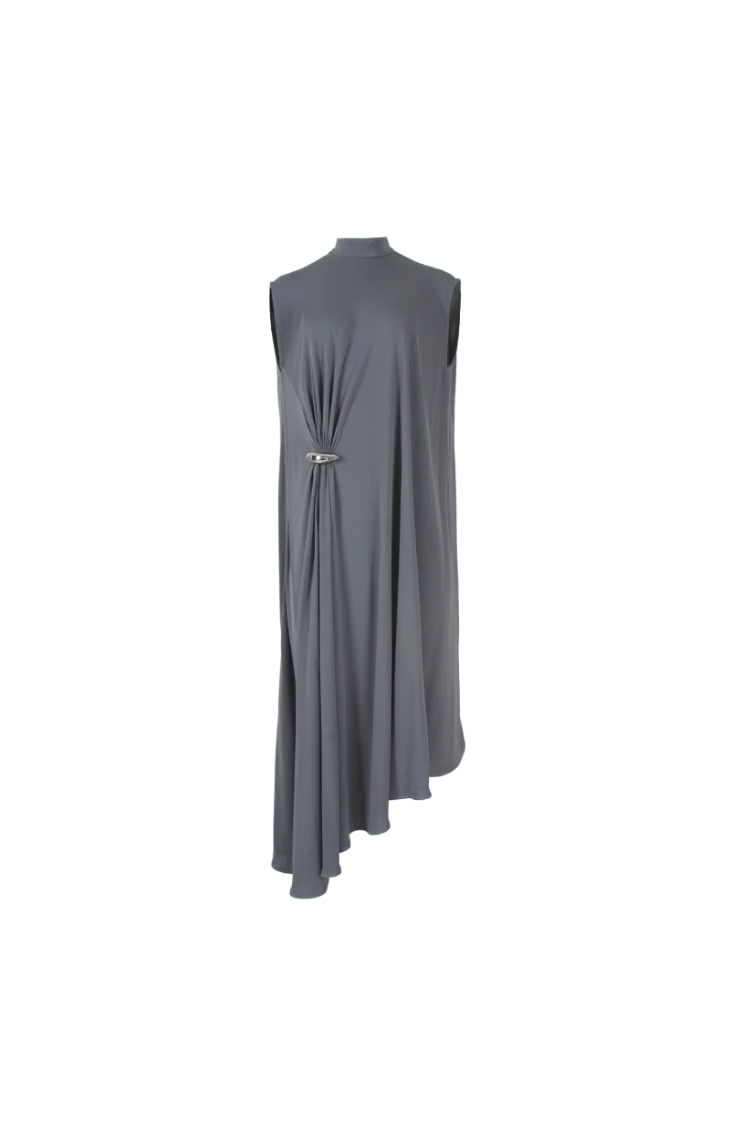 Crepe Viscose Jersey Dress in Harbor Grey
