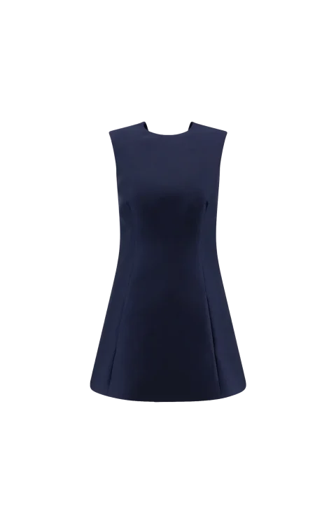 Sleeveless Wool Dress in Navy