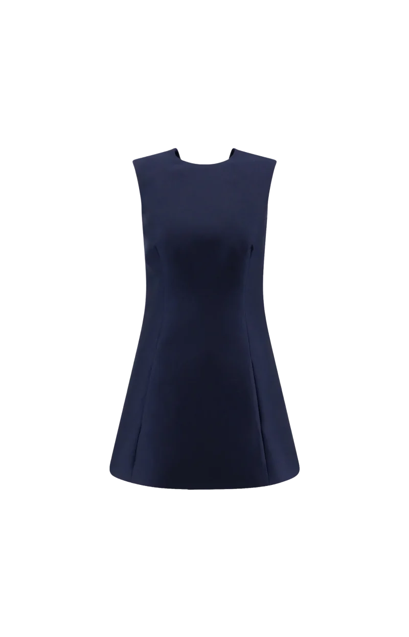 Sleeveless Wool Dress in Navy