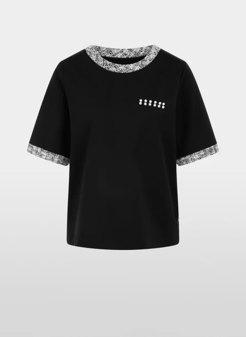 Тишърт с детайли от букле Marc Cain Sports — снимка 5