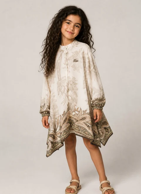 Рокля с асиметричен мотив 'Paisley' Etro Kids — снимка 4