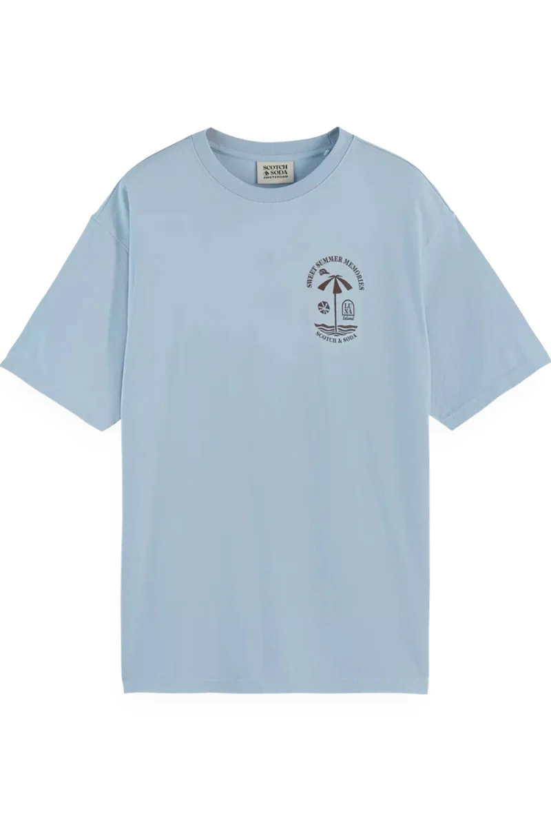 T-Shirt Regular Fit Front And Back Artwork 180049 SC420 sky blue