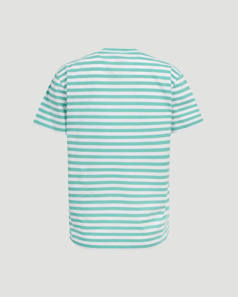 Striped Cotton T-Shirt in Green — снимка 3