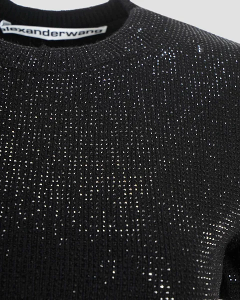 Crystal Hotfix Logo Tee in Black — снимка 3