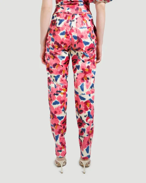 Aileno Floral Printed Leather Trousers — снимка 3