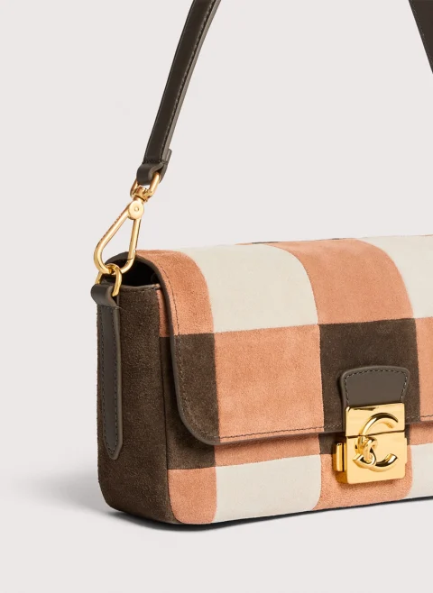 Велурена чанта Coccinelle C-Me Lock Multi Winter Rose Berry — снимка 8