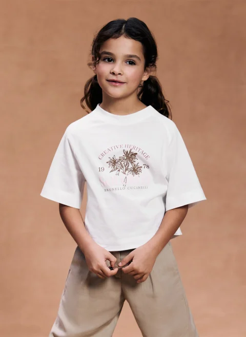 Тишърт с принт Brunello Cucinelli Kids 4-6 — снимка 4