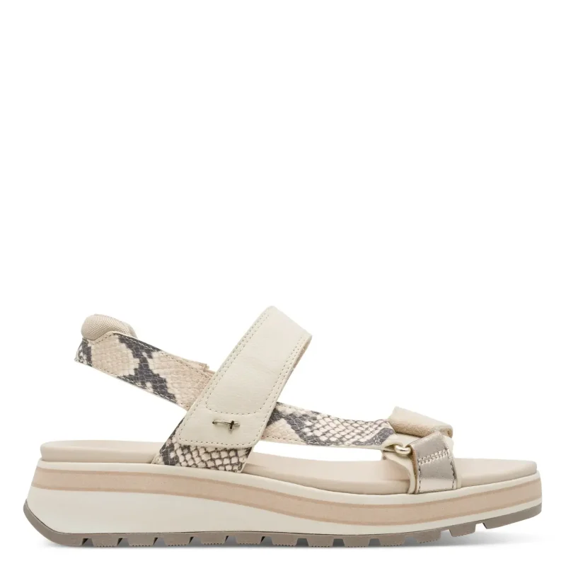 Дамски Сандали На Платформа TAMARIS – 1-28267-44-483 BEIGE SNAKE