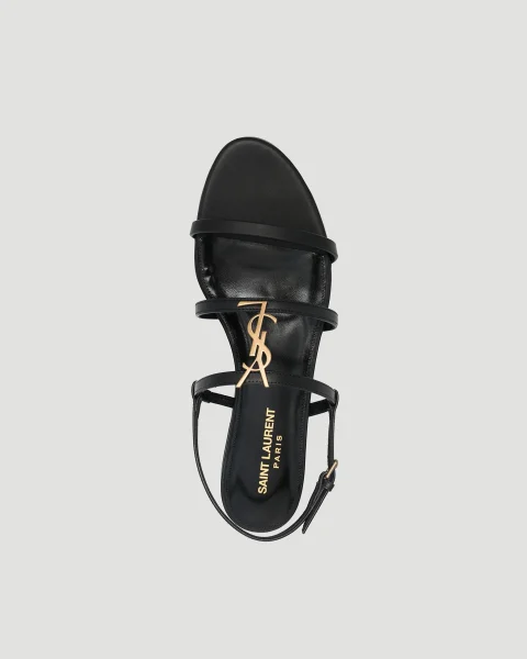 Cassandra Ankle-Strap Flat Sandals in Black Leather — снимка 3