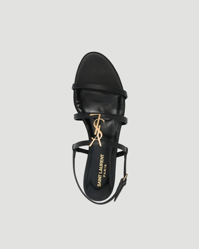 Cassandra Ankle-Strap Flat Sandals in Black Leather — снимка 3