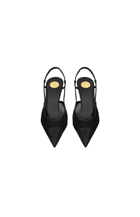 Saint Laurent Renée Slingback Pumps in Mesh — снимка 3